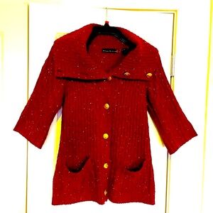 Allison Brittney Maroon with White Specks Button Down Cardigan (L)